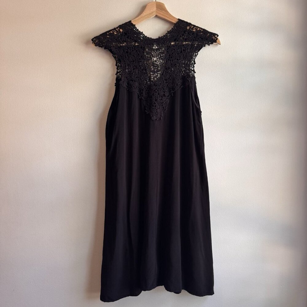 Francesca’s Blue Rain Black Crochet Bodice Mini Dress S Whimsigoth Fall Outfit - Picture 7 of 7